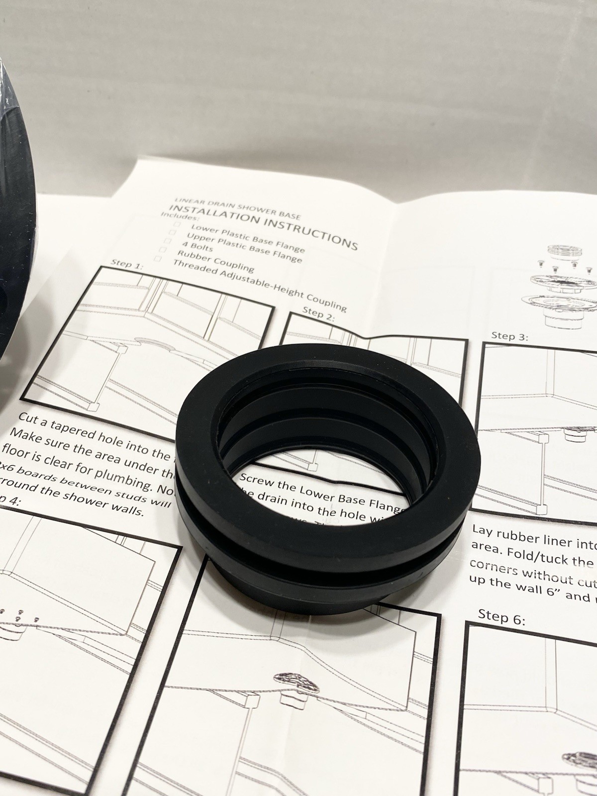 2" ABS Shower Drain Base With Adjustable Ring + Rubber Coupling gallery
