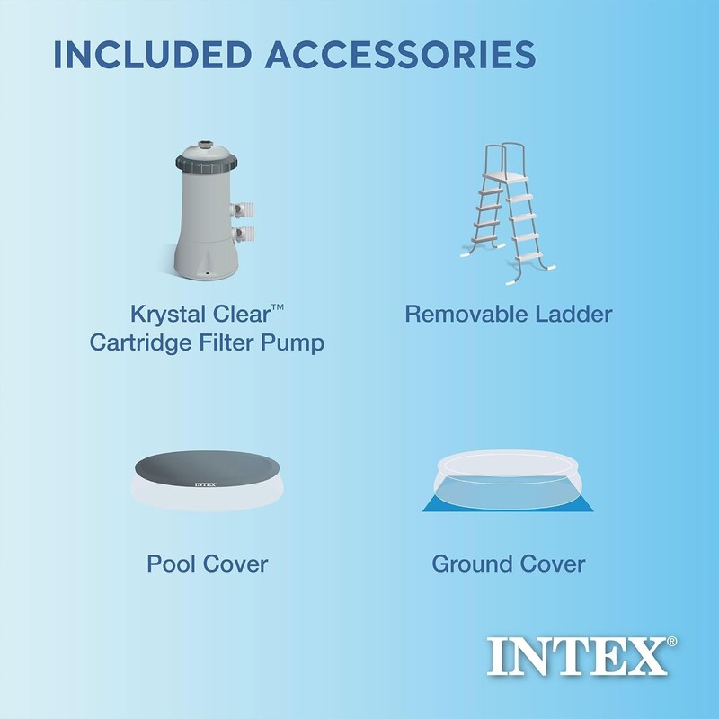 Above Ground Pool, Easy Set Inflatable Round w/ Filter Pump & Cleaning Kit gallery