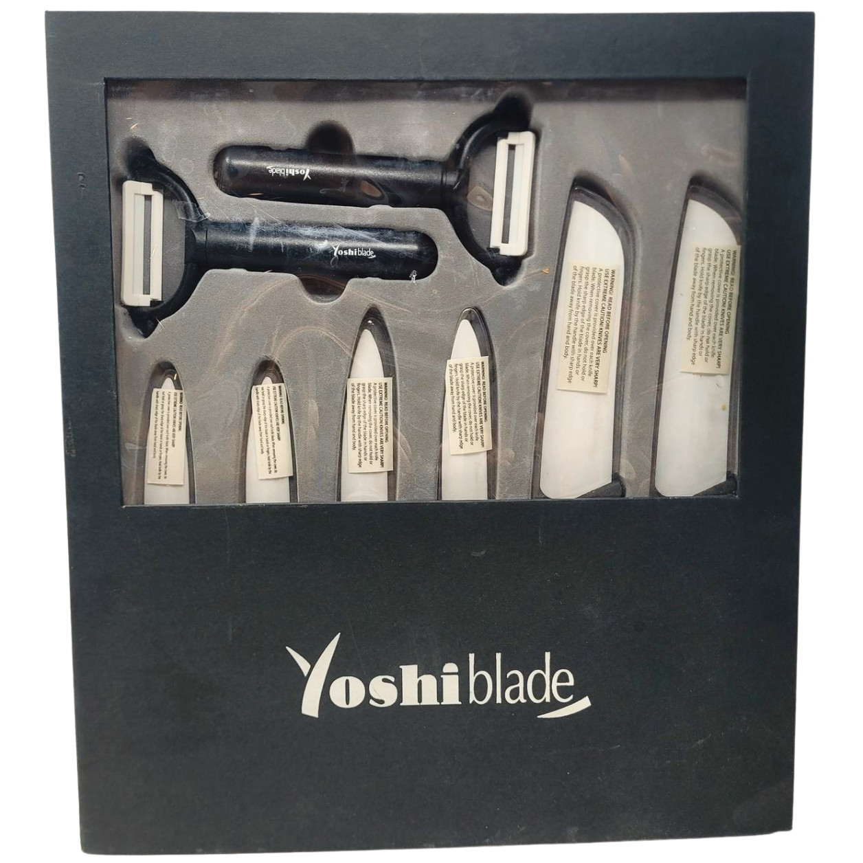 Yoshi Blade Knife Set w/6 Knives & 2 Peelers New Old Stock Open Original Box gallery