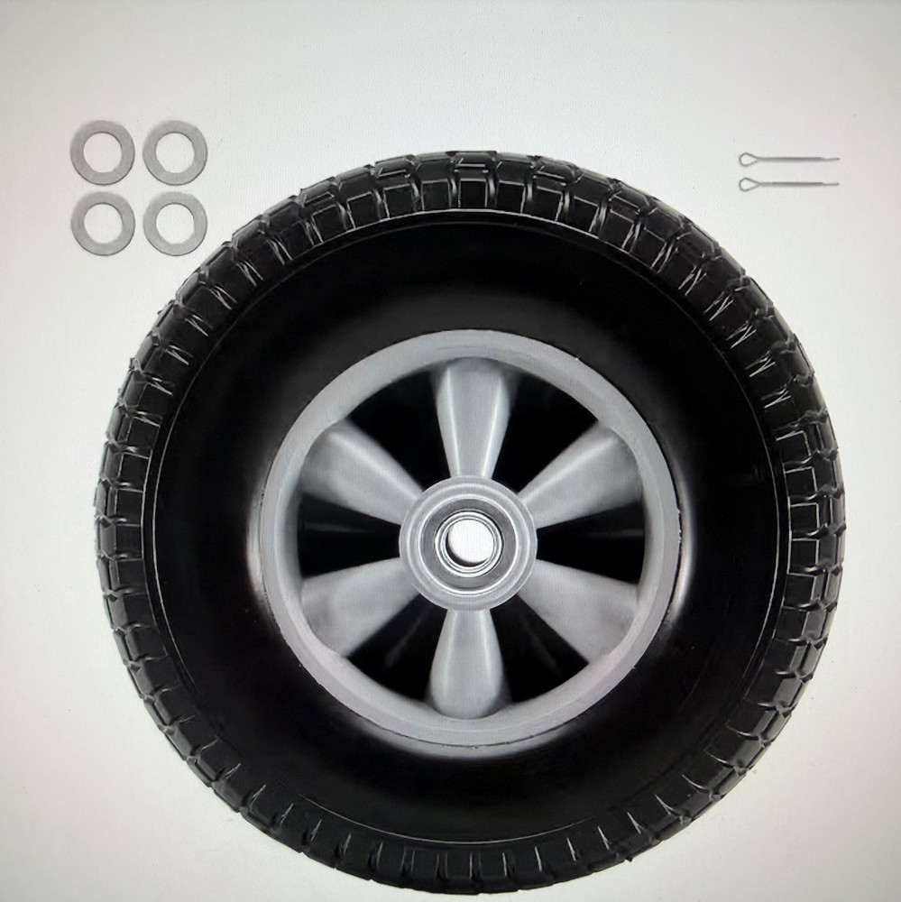 Solid PU Run-Flat Tire Wheel, 10 in. 2-Pack, 180 lbs. Dynamic Load, 220 lbs. Sta