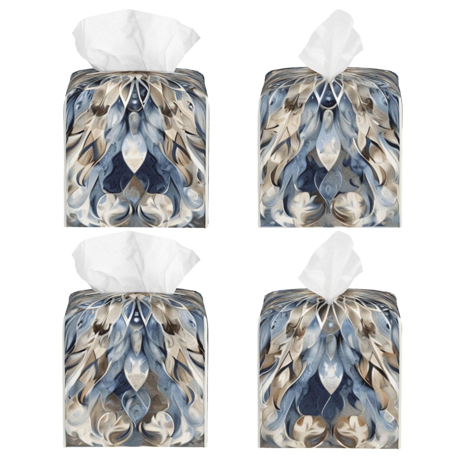 Modren Gray Blue Beige Art Tissue Cover Square Leather Tissue Case Holder Org... gallery