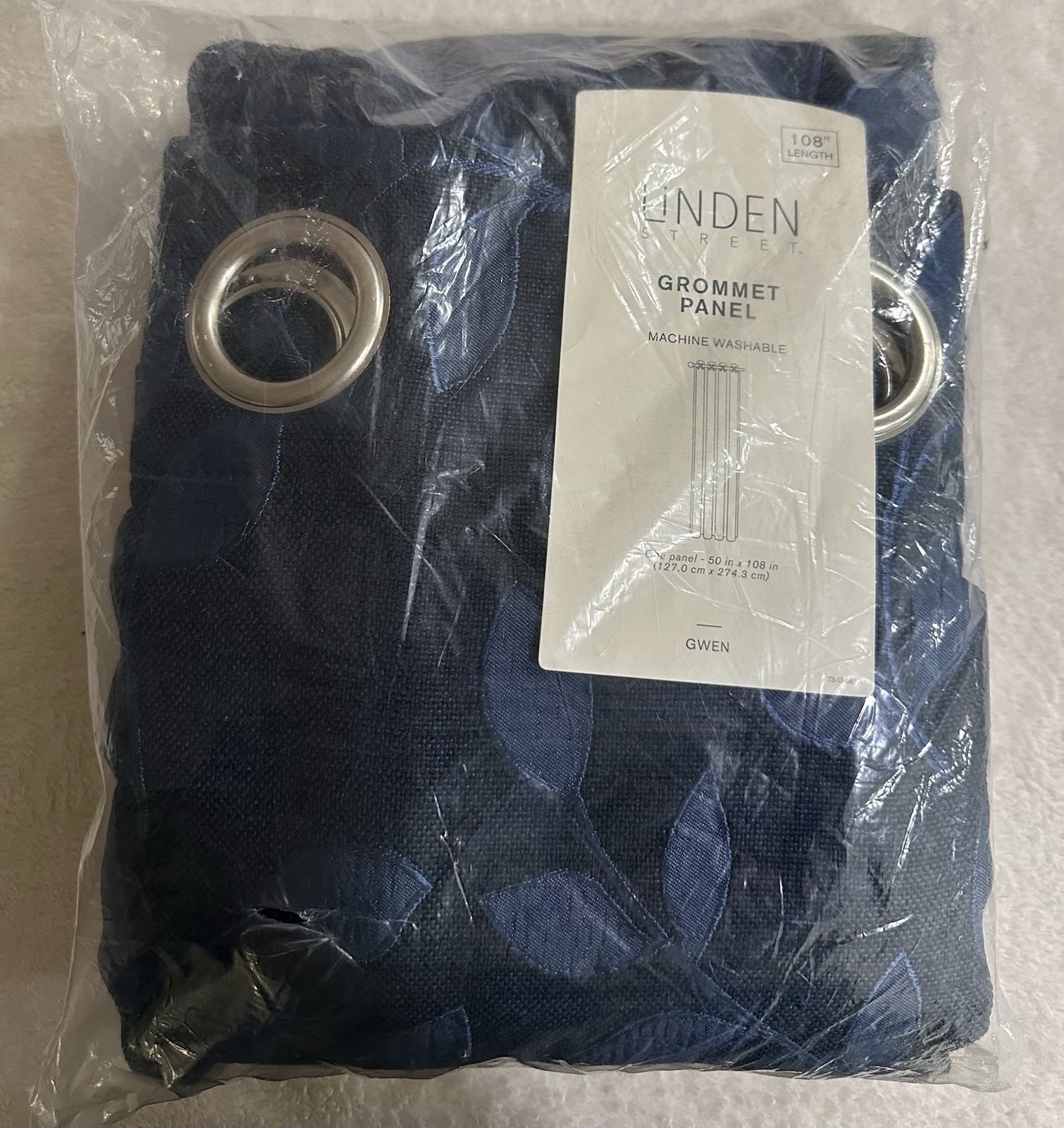 Linden Street Grommet Panel Blue Indigo Gwen Leaf New 50in X 108in $100 MSRP gallery
