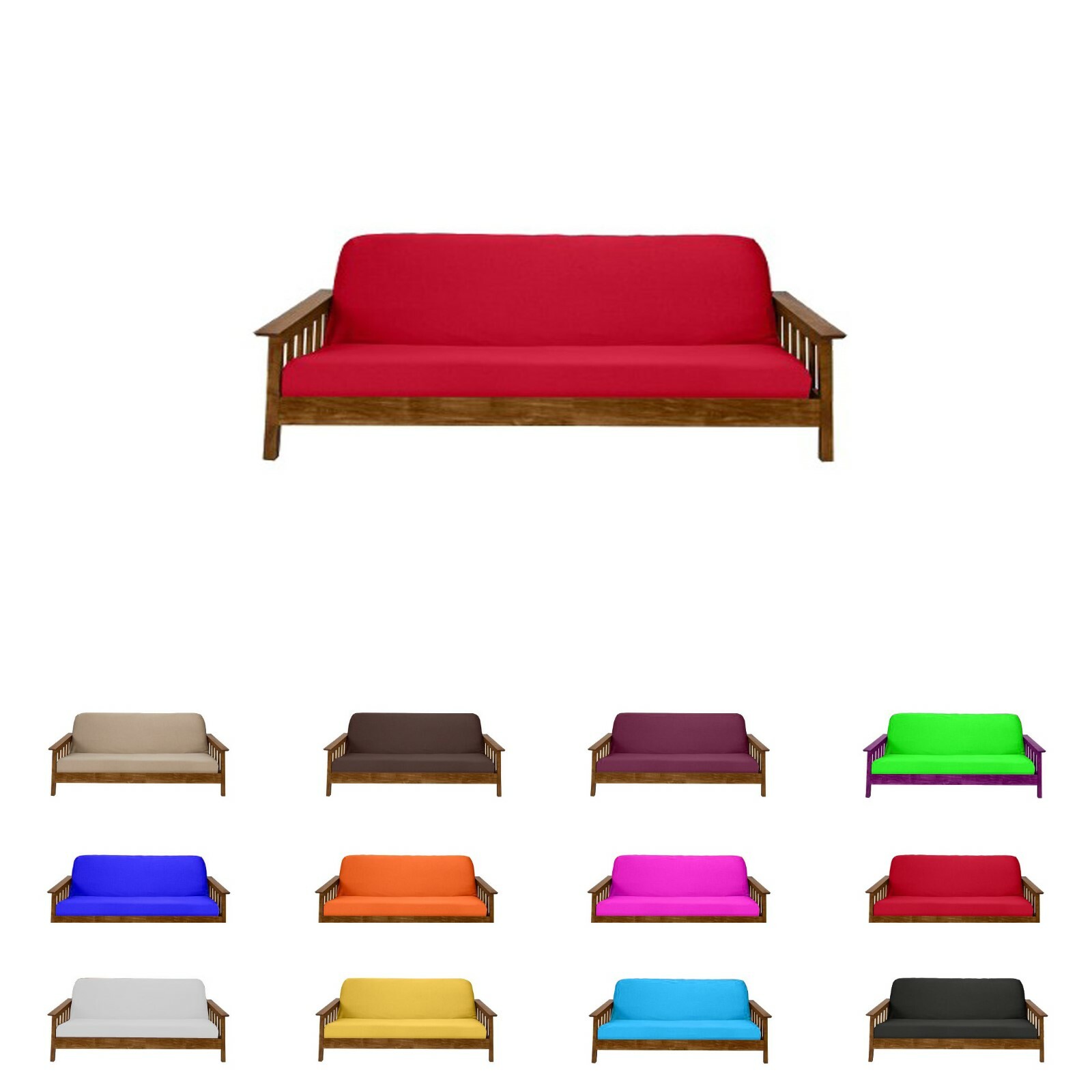 Solid Red Full Size Futon Mattress Cover, Bed Protectors, Slipcovers, Covers gallery