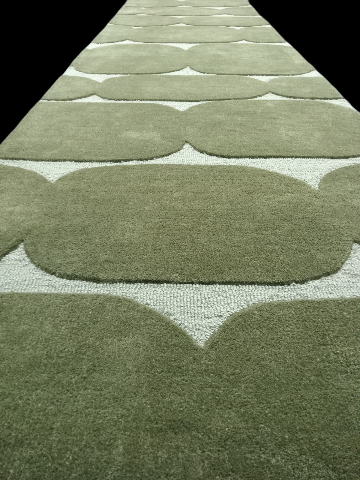 Hand Tufted Wool Runner Rug 3x50 ft Loop Cut Pile Modern Green Hallway Carpet gallery