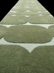 Hand Tufted Wool Runner Rug 3×50 ft Loop Cut Pile Modern Green Hallway Carpet