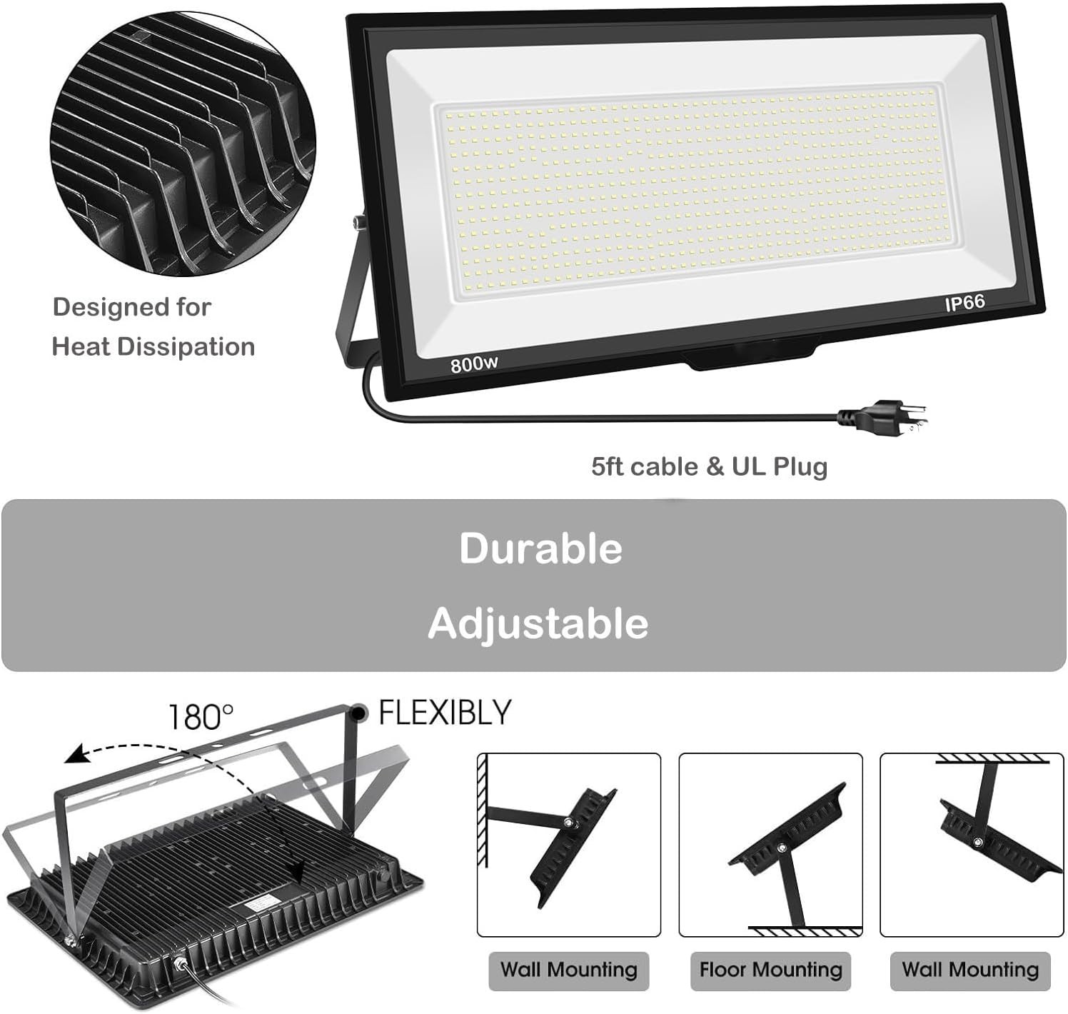 800W LED Flood Light Outdoor 80000LM Waterproof Security Light gallery