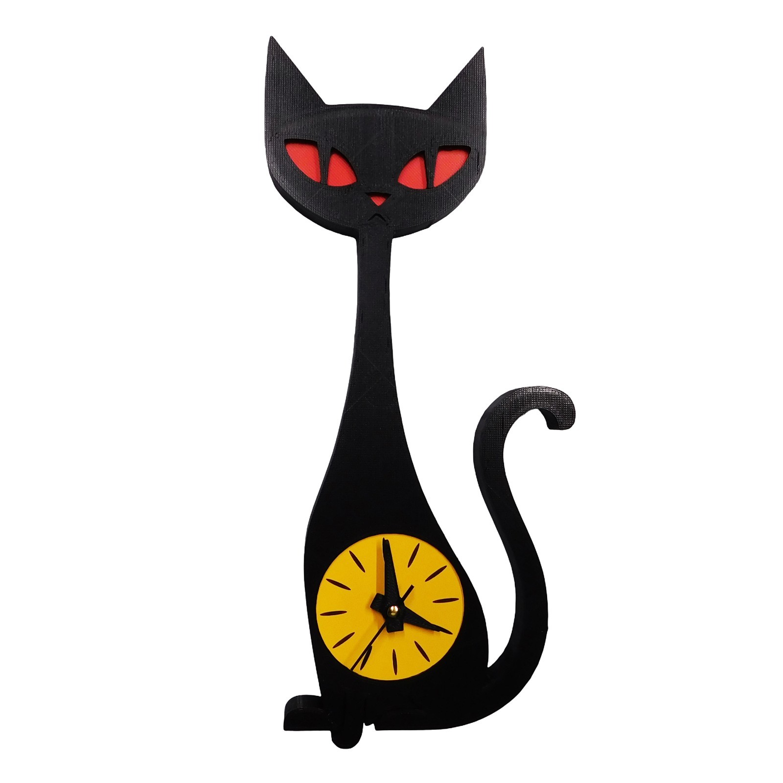 Mid Century Modern Atomic Cat Clock 3D Printed Retro Wall Clock in 5 Colors gallery