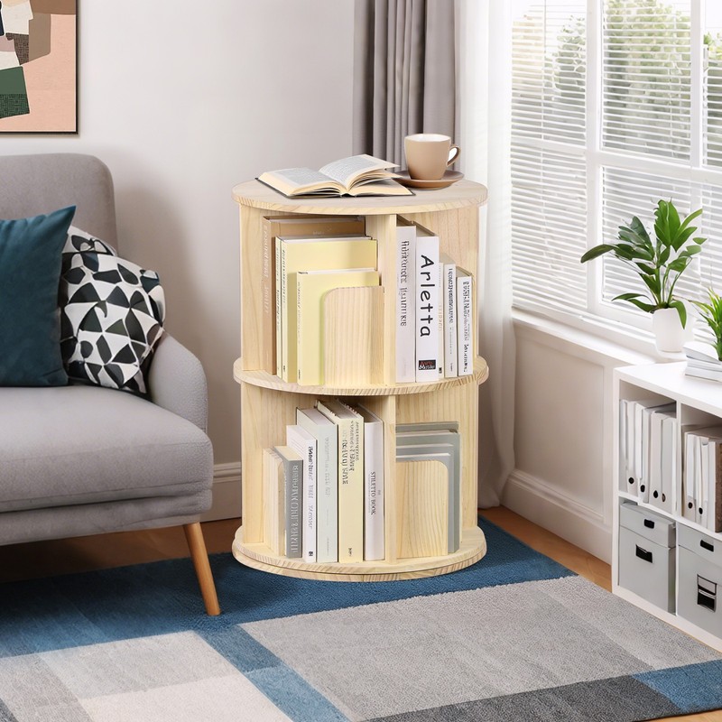 360° Revolving Bookcase Rotating Stackable Shelves Floor-Standing Storage Rack gallery