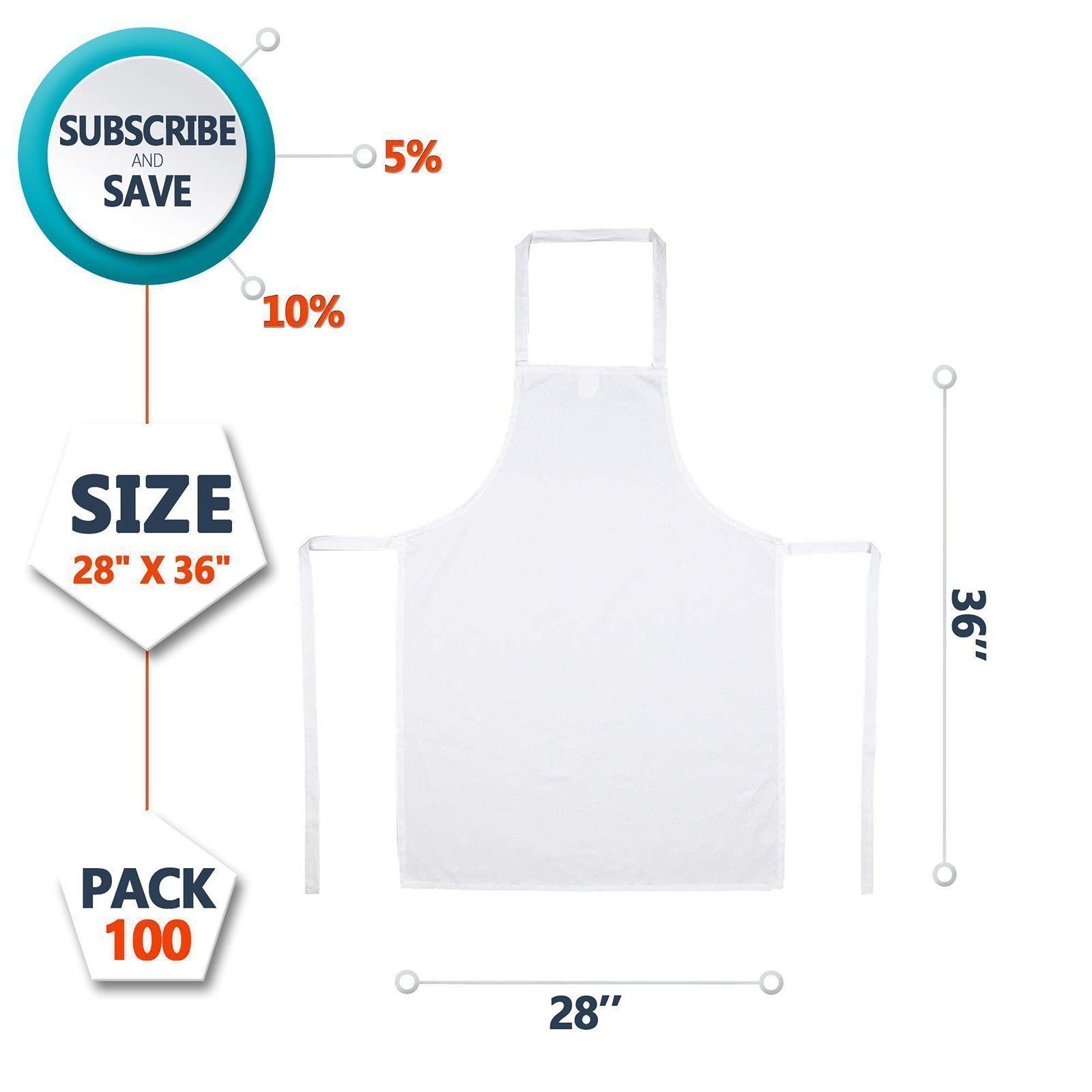 White Waterproof Disposable Aprons Polypropylene 100 Count 28 x 36 in gallery