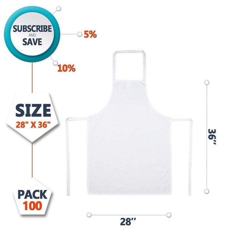 White Waterproof Disposable Aprons Polypropylene 100 Count 28 x 36 in gallery