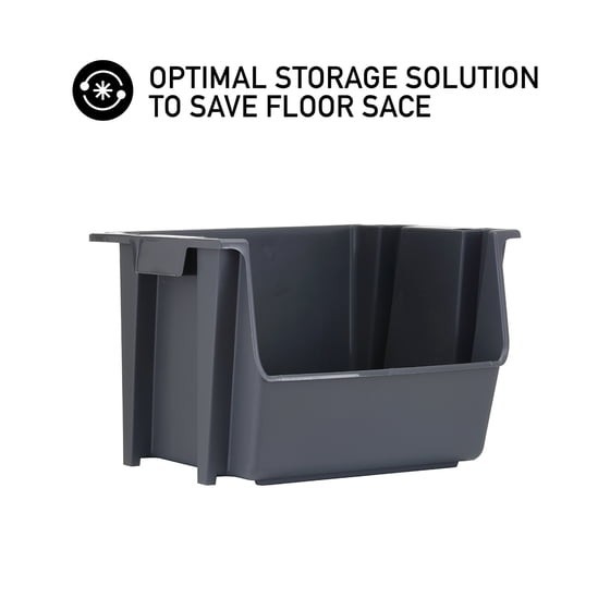 2PACK Mighty Tuff Large Nesting Stack Storage Bin, All, Plastic, Gray gallery