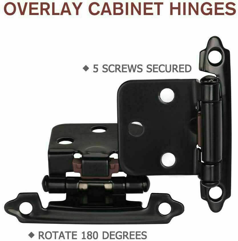 40 Pcs Matte Black Cabinet Hinges Overlay Self Closing for Kitchen Cabinet Door gallery