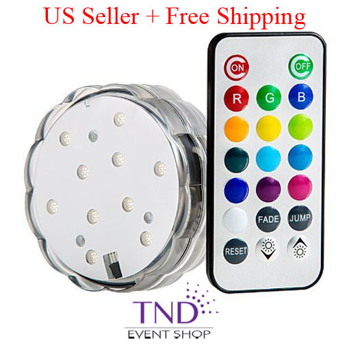 MULTICOLOR (10) LED SUBMERSIBLE PARTY LIGHT BASE WITH REMOTE CONTROL -BULK PRICE gallery