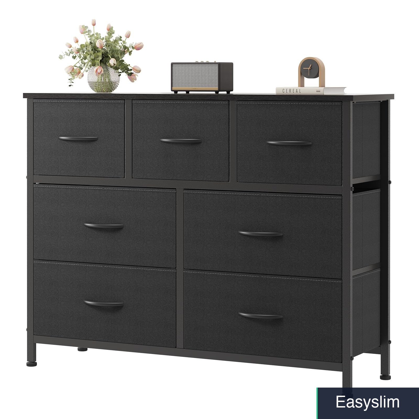 Storage Dresser 7 Drawer Fabric Cabinet Organizer Black 39.4W x 30H gallery