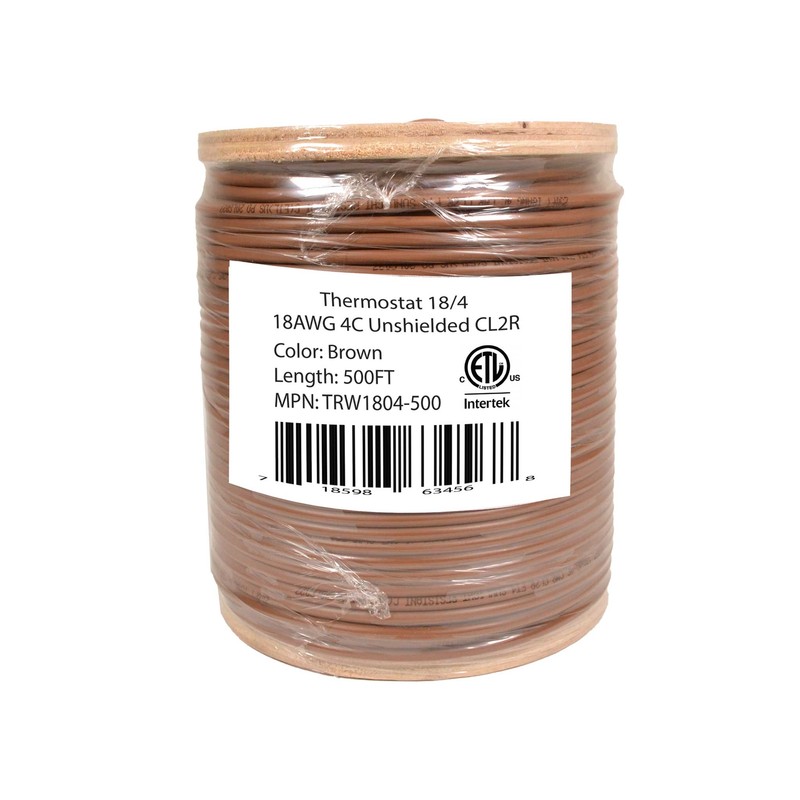 18/4 Thermostat Wire 18 Gauge Solid Copper CMR Heating HVAC AC Cable 500FT gallery
