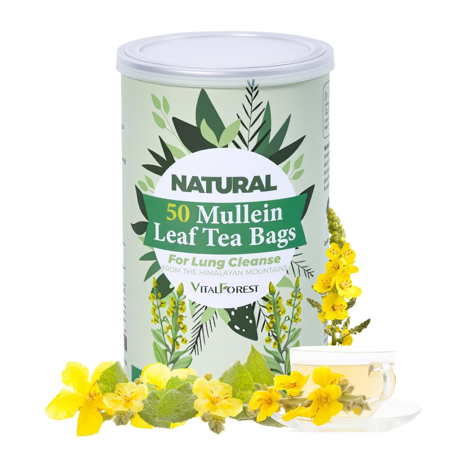 50 Mullein Tea Bags for Lung Cleanse & Respiratory Support gallery