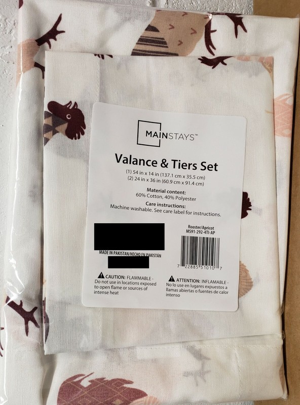 3pc Small Windows Curtains Set:2 Tiers (24"x36") & Valance (54"x14") ROOSTERS,MS gallery