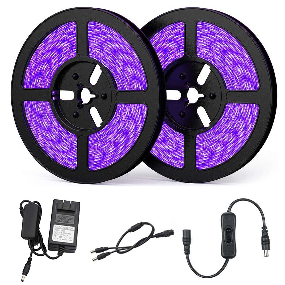 2x 16.4FT LED UV Strip Light 12V Ultraviolet Flexible 600LEDs Purple Lighting gallery