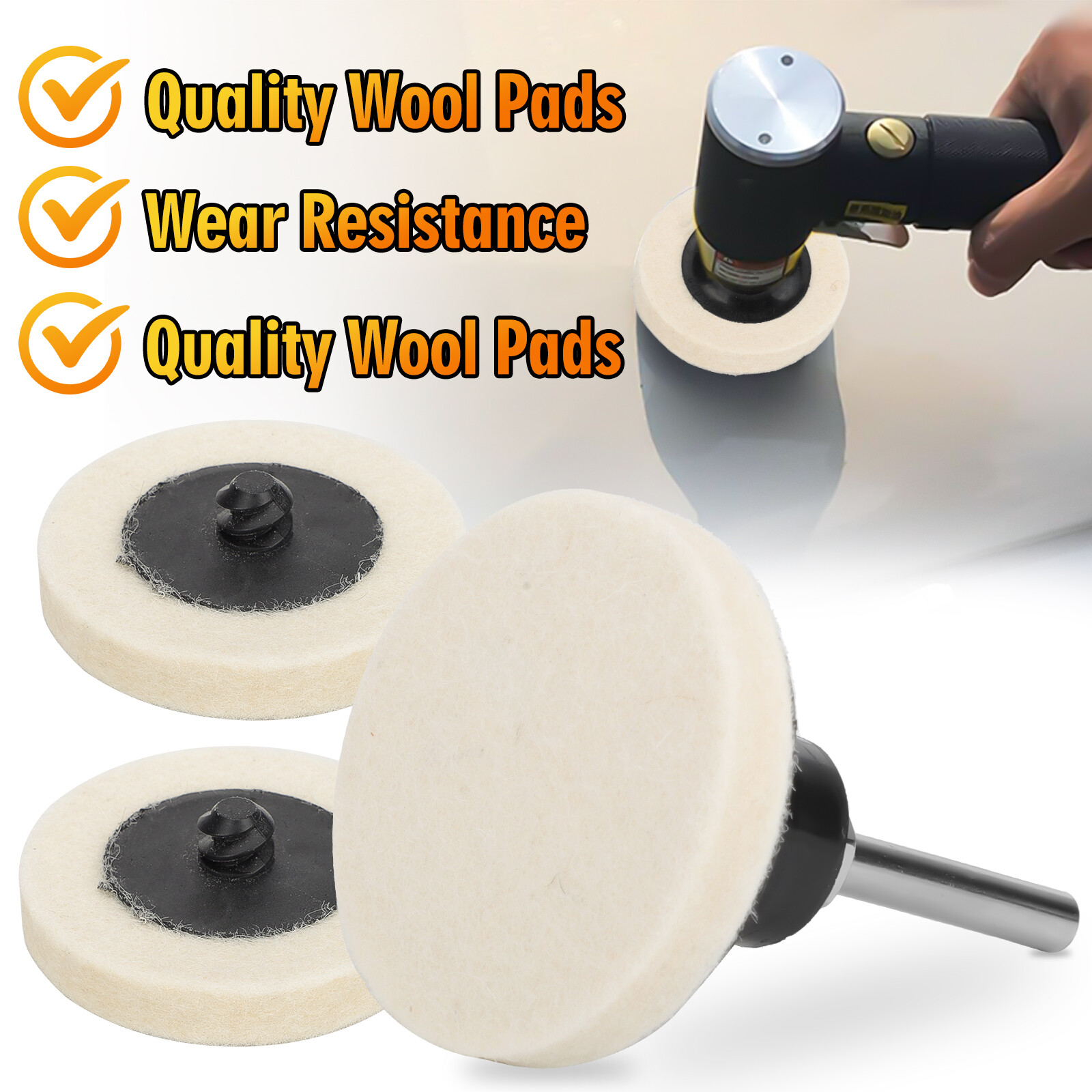 30 Pcs 2 Inch Wool Disc Polishing Buffing Pads Wheels Pad Holder with 1/4" Shank gallery