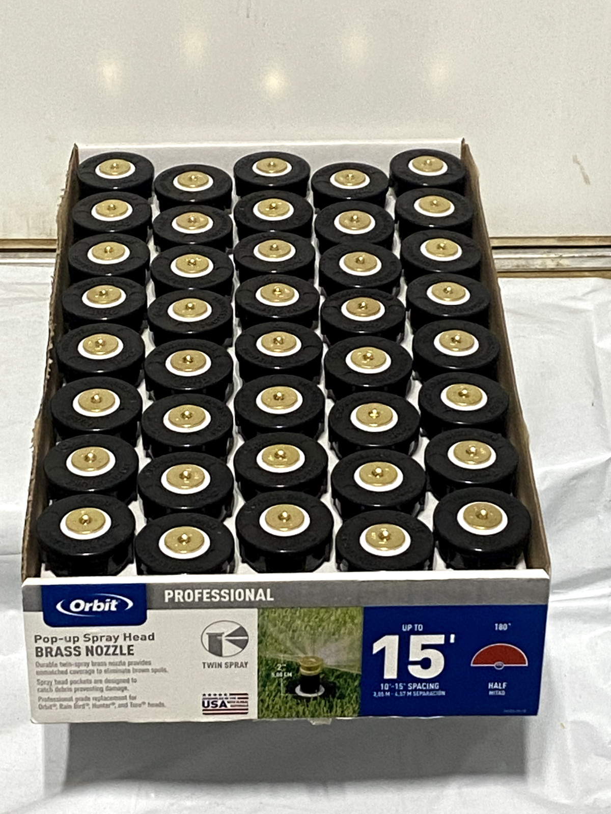 40X Orbit 2" Half Circle Pop-up Sprinkler 15' Radius Brass Nozzle 54523 gallery