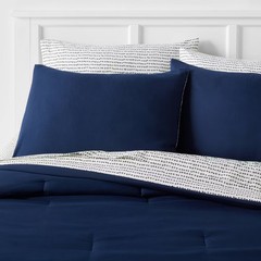 7pc Full Solid Microfiber Comforter & Sheets Set Navy/Gray – Room Essentials
