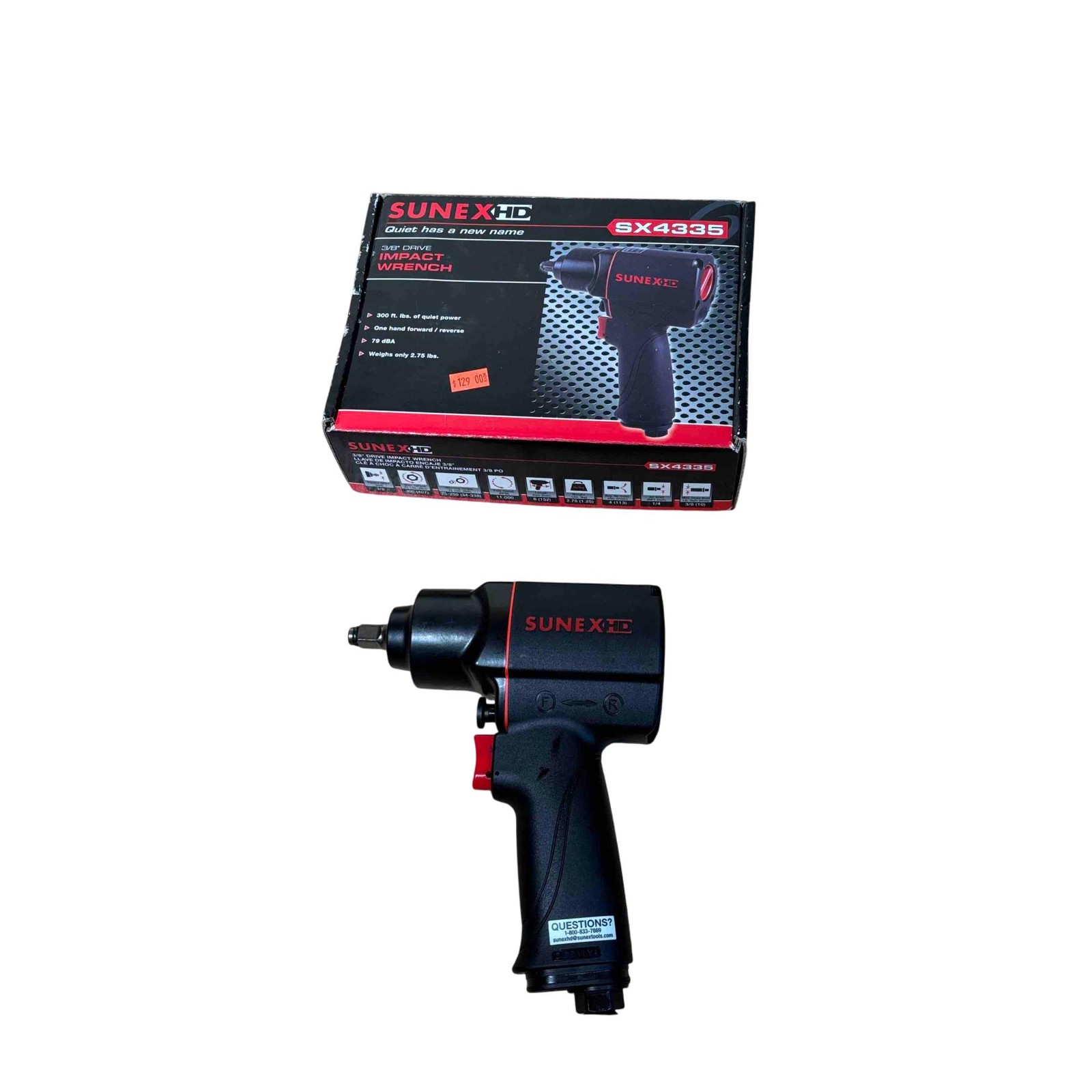 SUNEX HD SX4335 Blk Pneumatic 3/8" Composite Impact Wrench 9186 (25-250 ft-lbs.) gallery