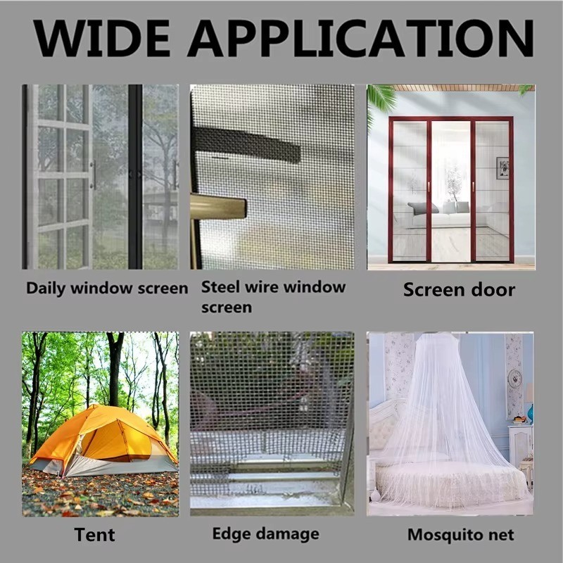 Window Screen Repair Patch Adhesive Fiberglass Mesh Hole Repair Tape 5*200cm US gallery