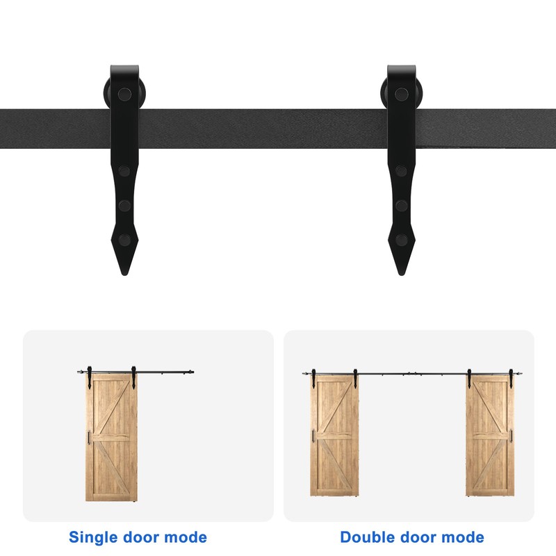 4 PCS Sliding Barn Door Hardware Kit for Single Door with Rollers End Caps Black gallery