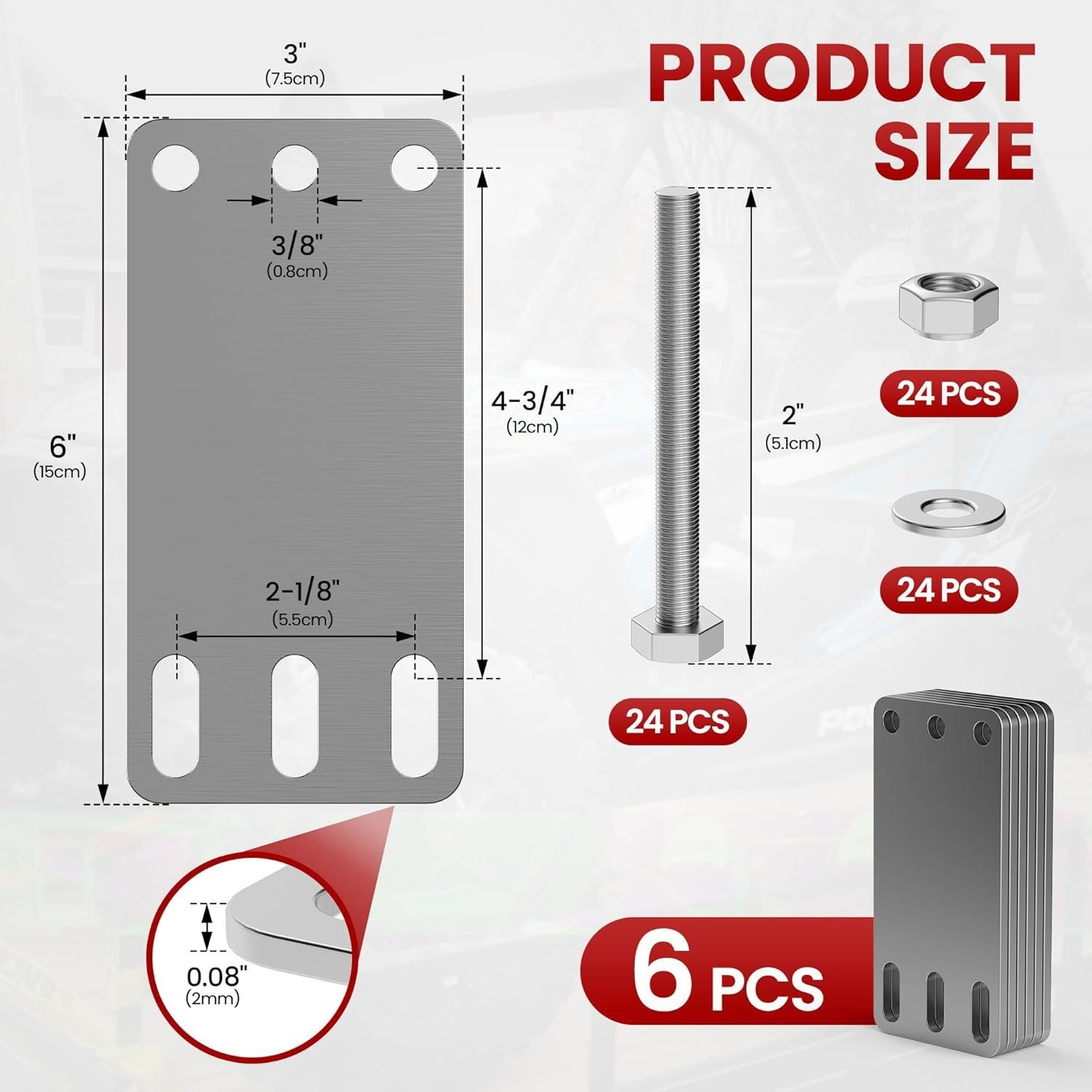6 Pcs E Track Plate | E-Track Backing Installation Kit | Heavy Duty... gallery