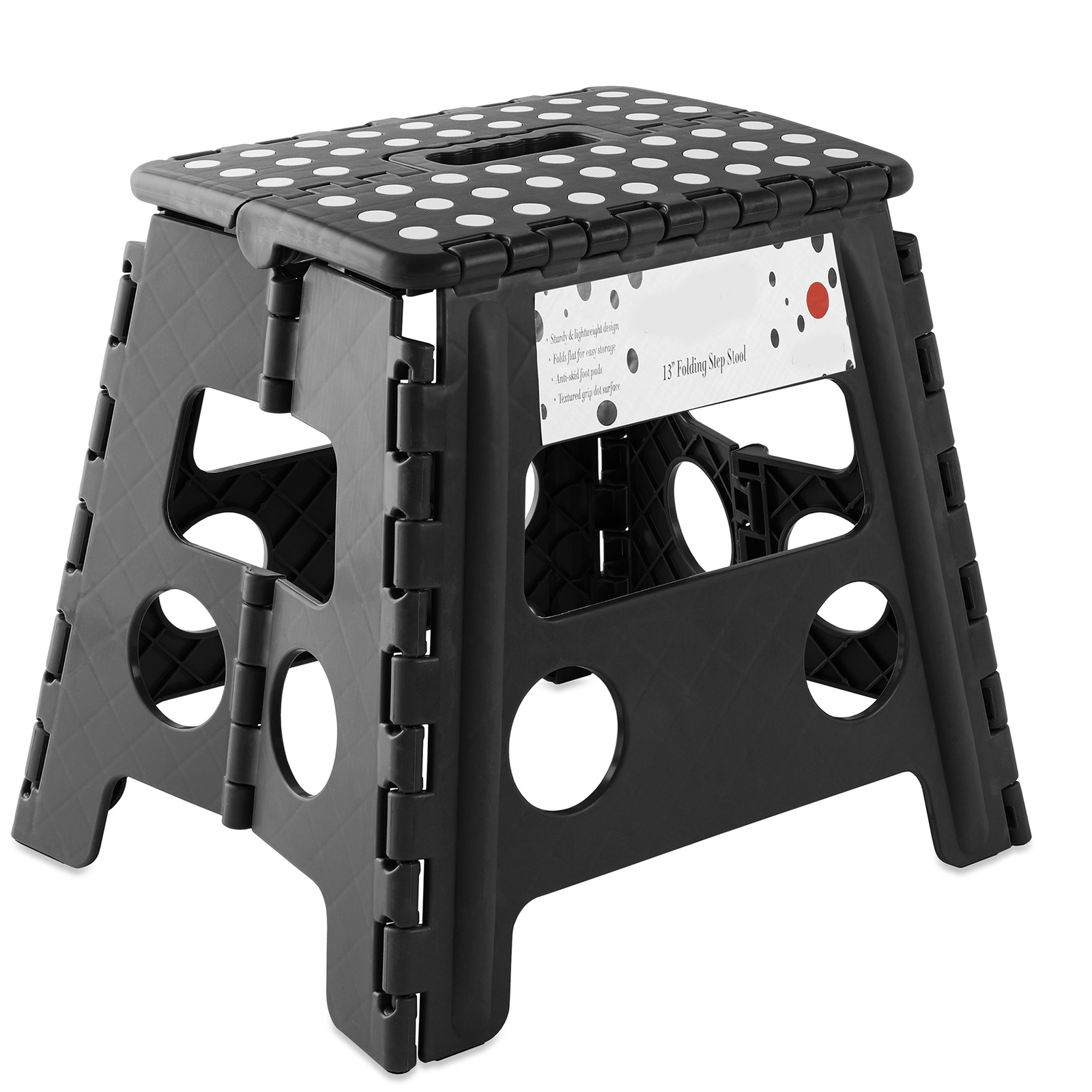 13" Folding Plastic Step Foot Stool with Handle - Black gallery