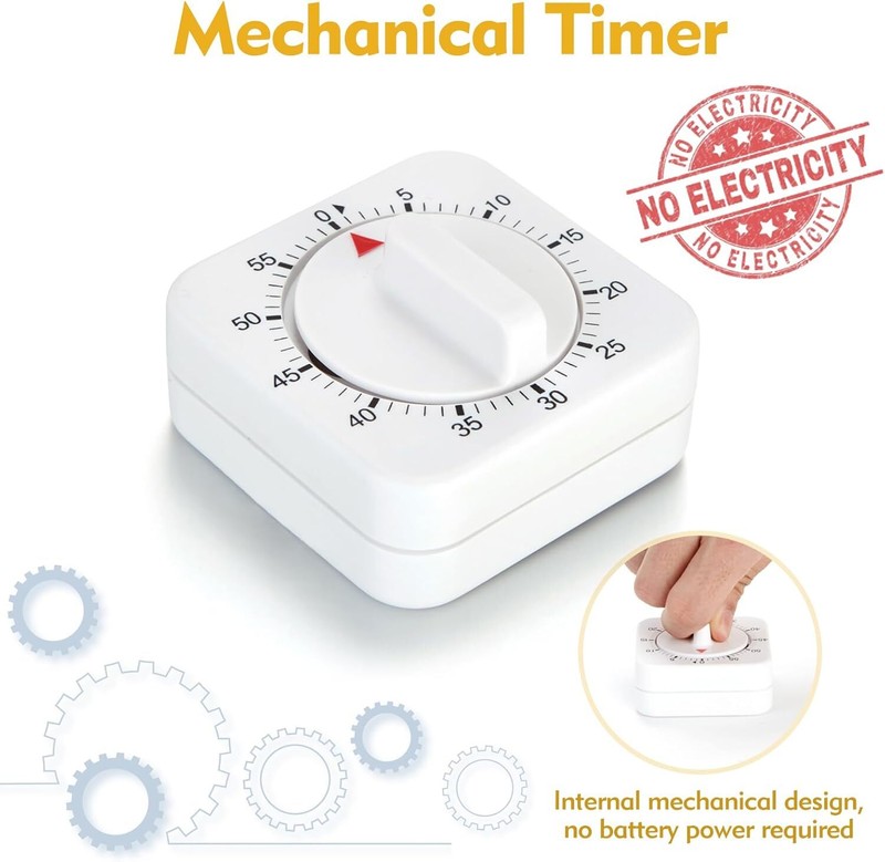 2× Kitchen Timer Bell Alarm 60 Minute Timing Sound for Baking Cooking Mechanical gallery