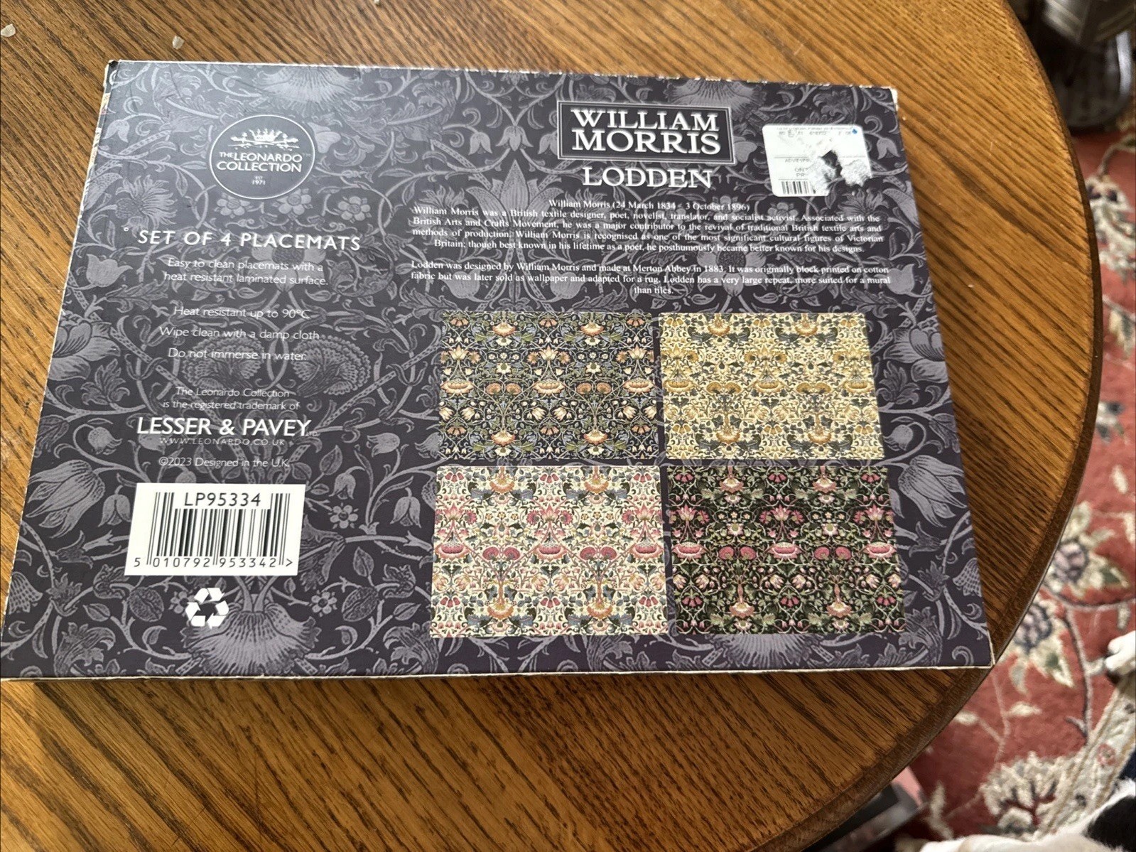 William Morris & Co. Lodden Placemates Set of 4 Floral Green 100% Cotton Arts gallery