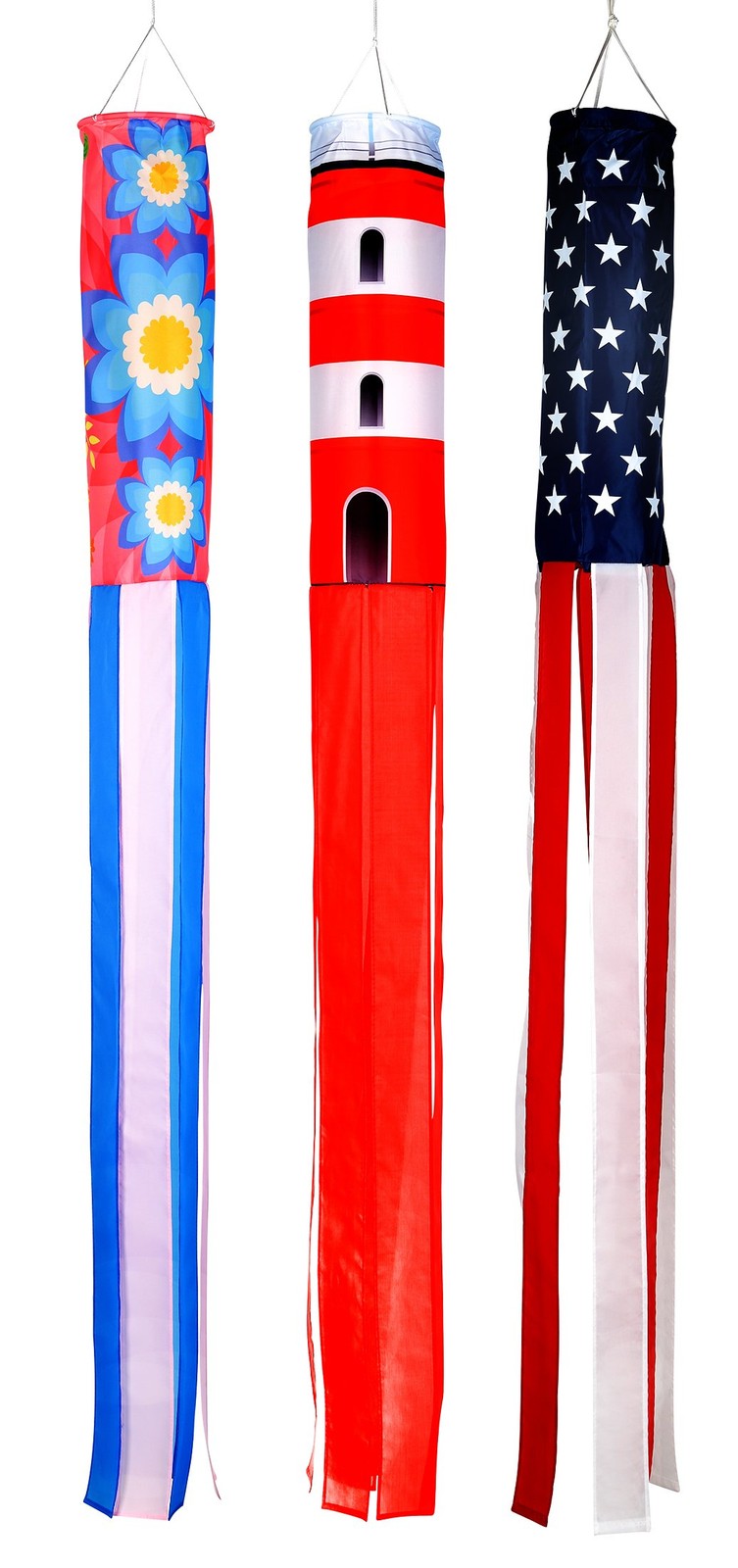 Trademark Innovations 60" Summer Season Windsocks - Set of 3 - Flowers, Lighthou gallery
