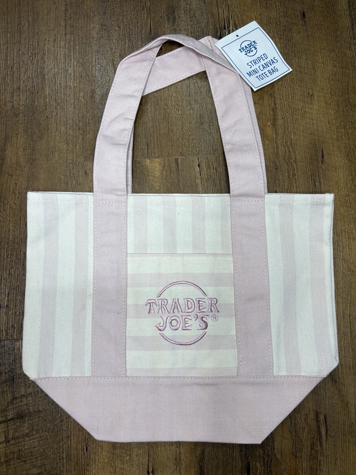 NWT Trader Joe's Striped Canvas Mini Tote Striped Pink Summer 2026 gallery