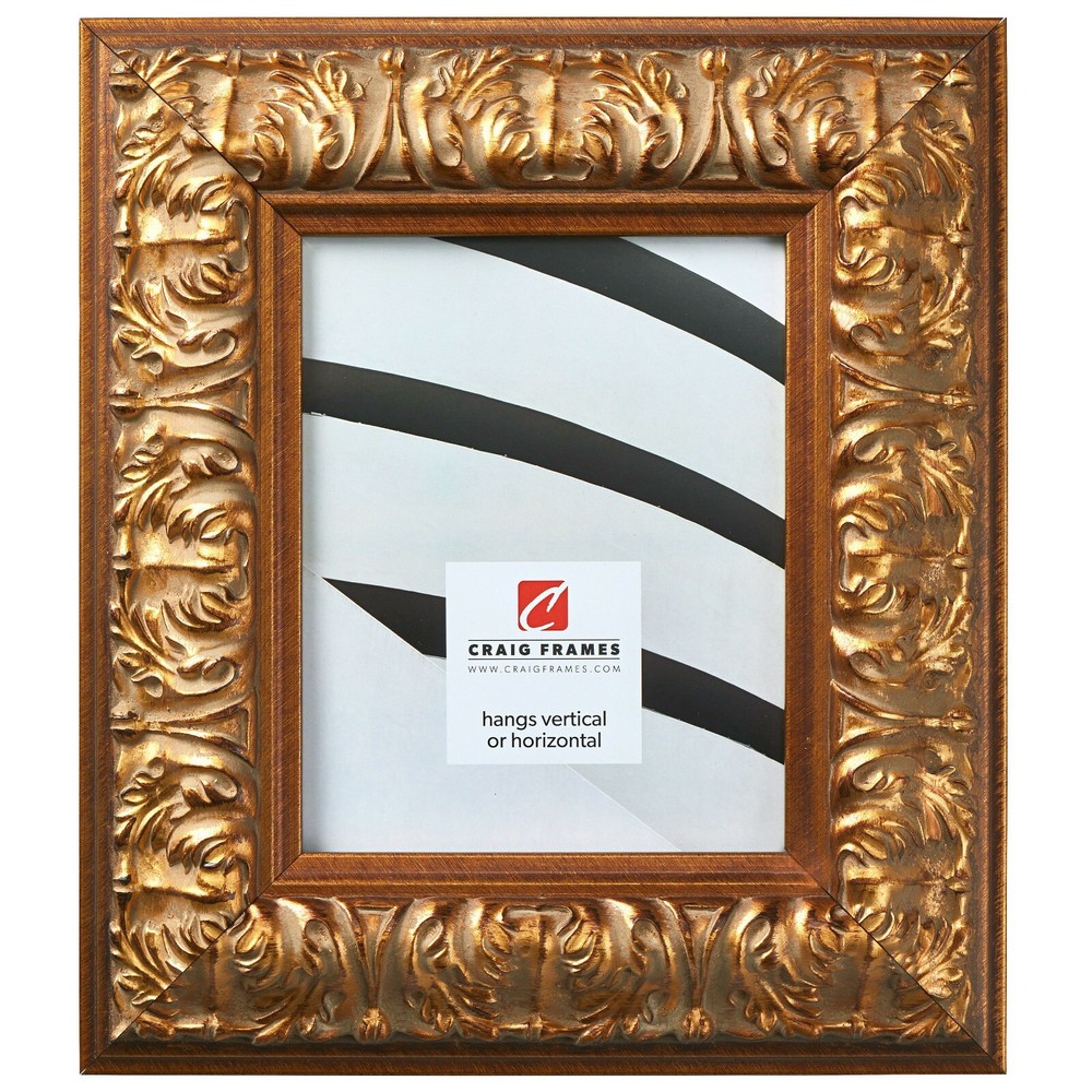 Craig Frames 3" Wide Distressed Ornate Gold Wall Picture Frames w/ Leaf Detail