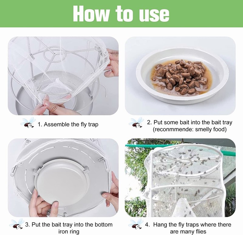 Trap Ranch Fly Cage Reusable Fly Catcher Killer Net Pest Bug Insert Auto Catch gallery