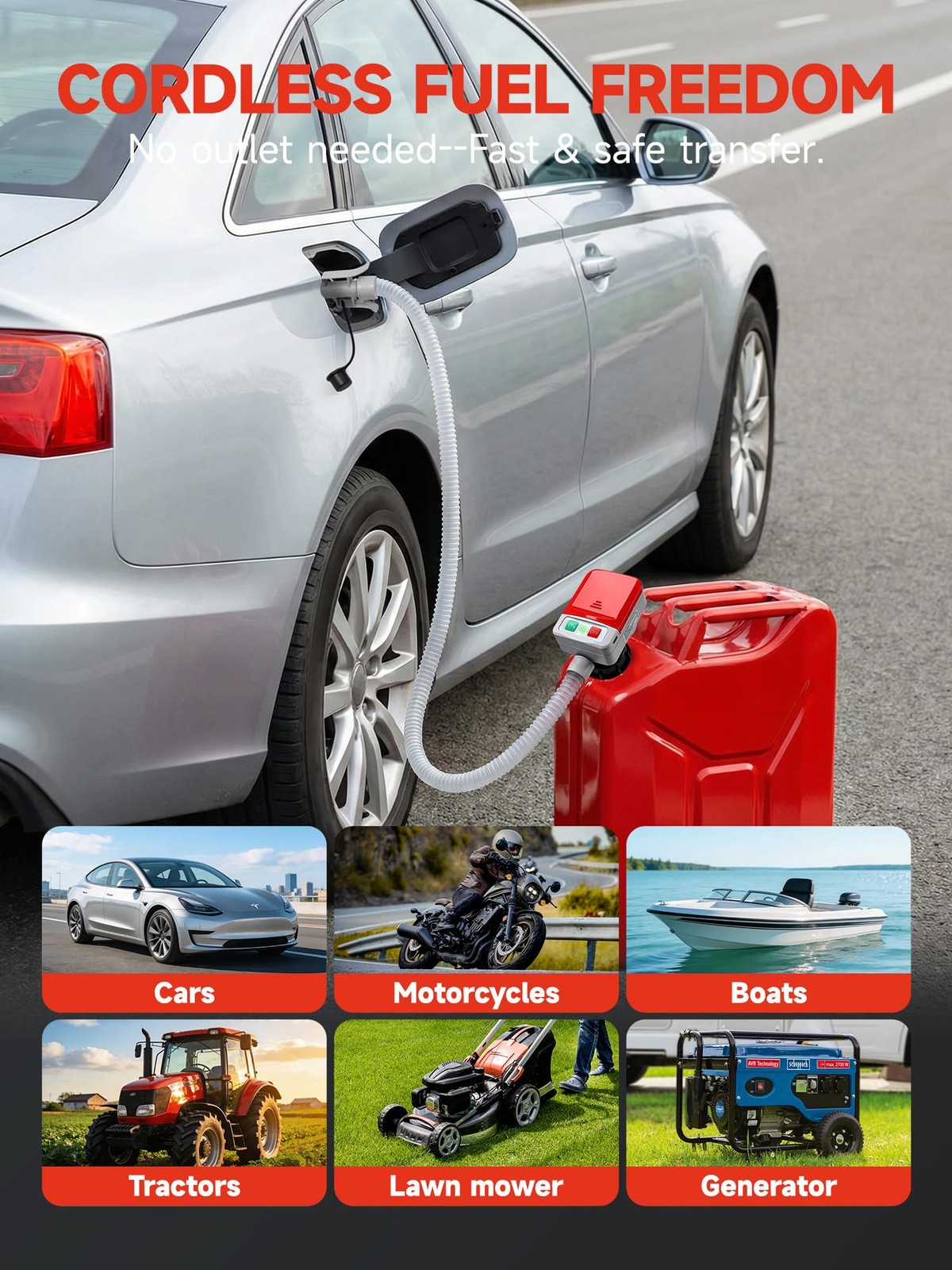 Fuel Transfer Pump with Auto-Stop,3.2GPM 51”Extra Hose Battery or USB Powered... gallery