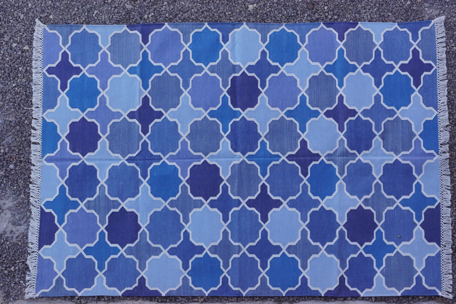 Rugmoda Cotton Blue Moroccan Trellis 4x6 ft Area Rug for Living Room Bedroom gallery