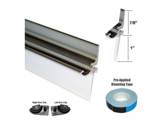 25" Chrome Framed Shower Door Replacement Drip Rail with Vinyl Sweep and Tape gallery