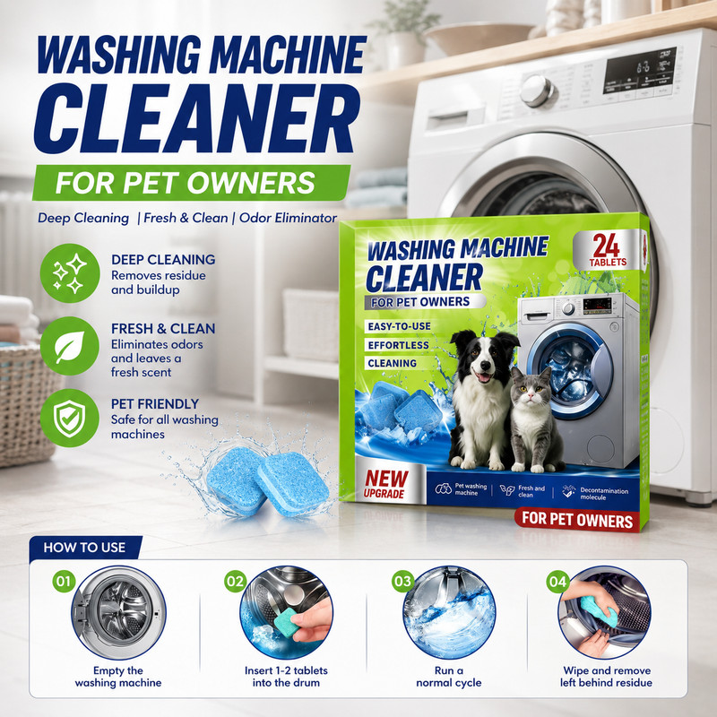 Washing Machine Cleaner Tablets for Pet Owners Deep Clean Odor Remover 24 Pack gallery