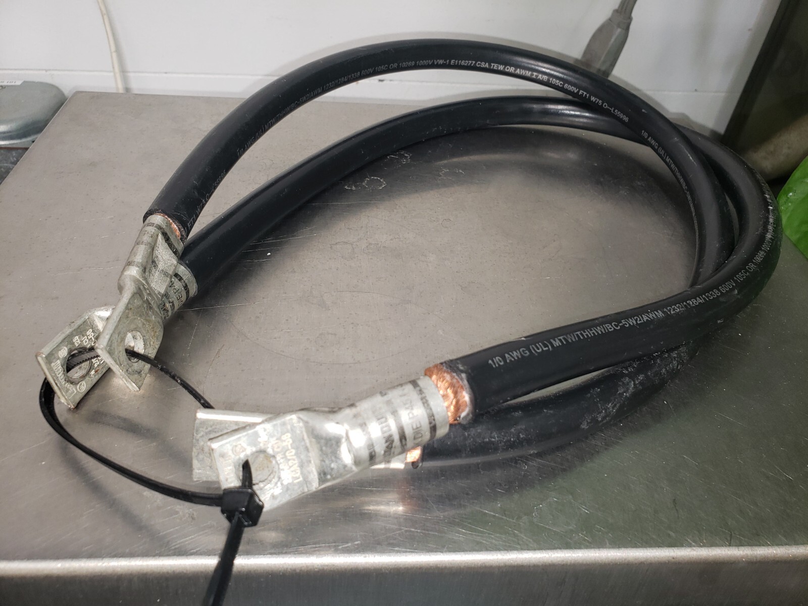Two 1/0 AWG 25” Solar Battery Cable Lot| Heavy Copper Wire Inverter Panduit Lugs gallery