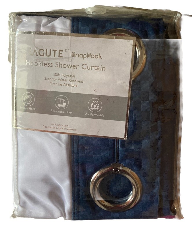 Lagute SnapHook Hookless Shower Curtain & See Through Top Window NEW gallery
