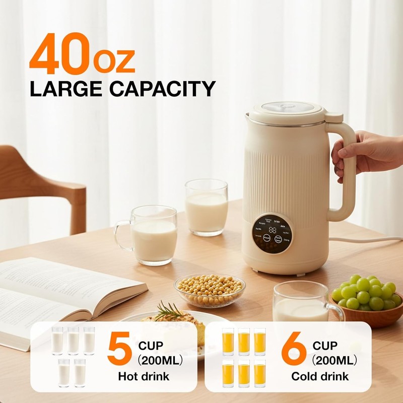 8 in 1 Automatic Nut Milk Maker with 12 Blades, 35oz Almond Soy Milk Machine US gallery