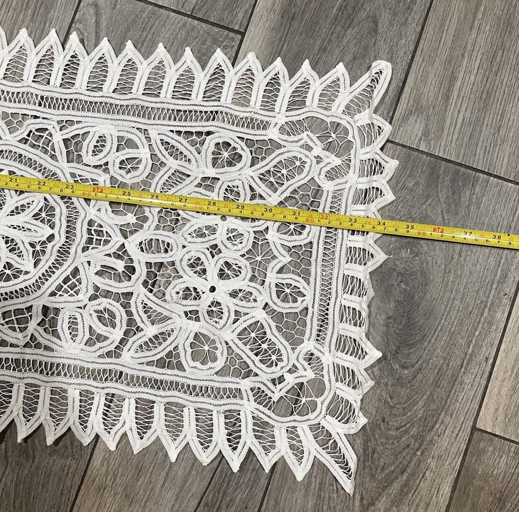 White Embroidered Floral Lace Rect Table Runner Victorian/Vintage . 14.5X34 gallery