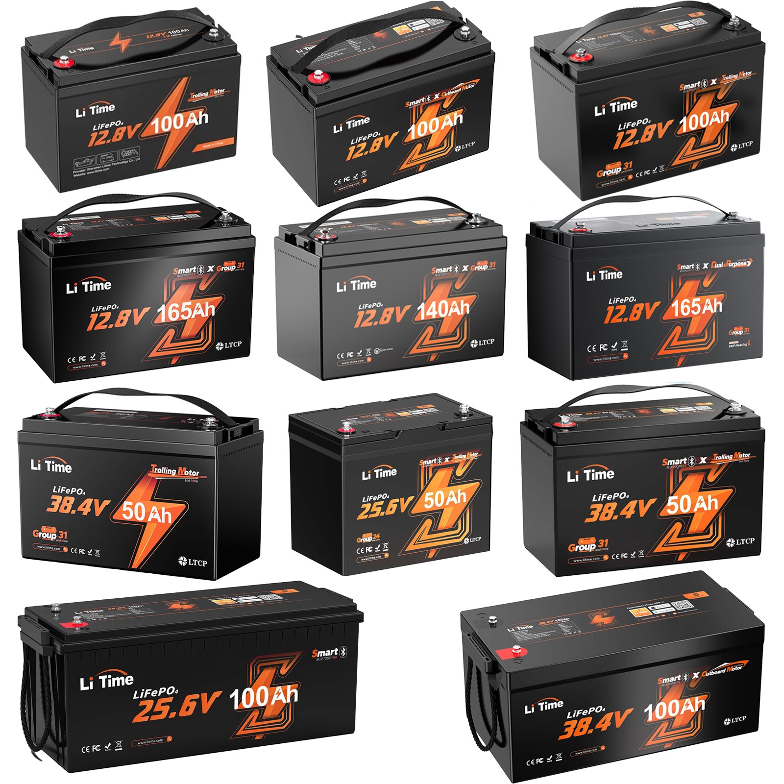 LiTime 12V 24V 36V Trolling Motor Lithium Battery LiFePO4 with BMS For Boat Lot gallery