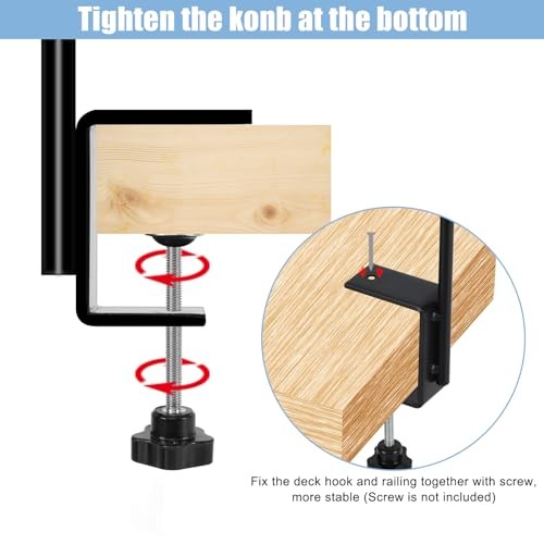 35 Inch 2 Pack Double Deck Hook for Railing, Deck Bird Feeder Pole with 3 gallery