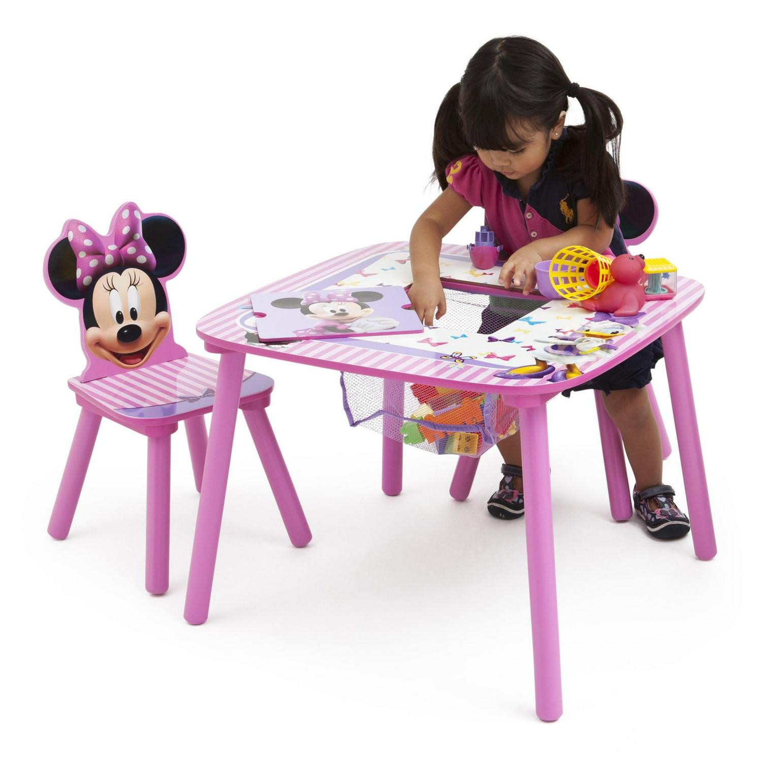 Table 2 Chairs Set Minnie Mouse Storage Pink Toddler Playroom Bedroom Girls Toy gallery