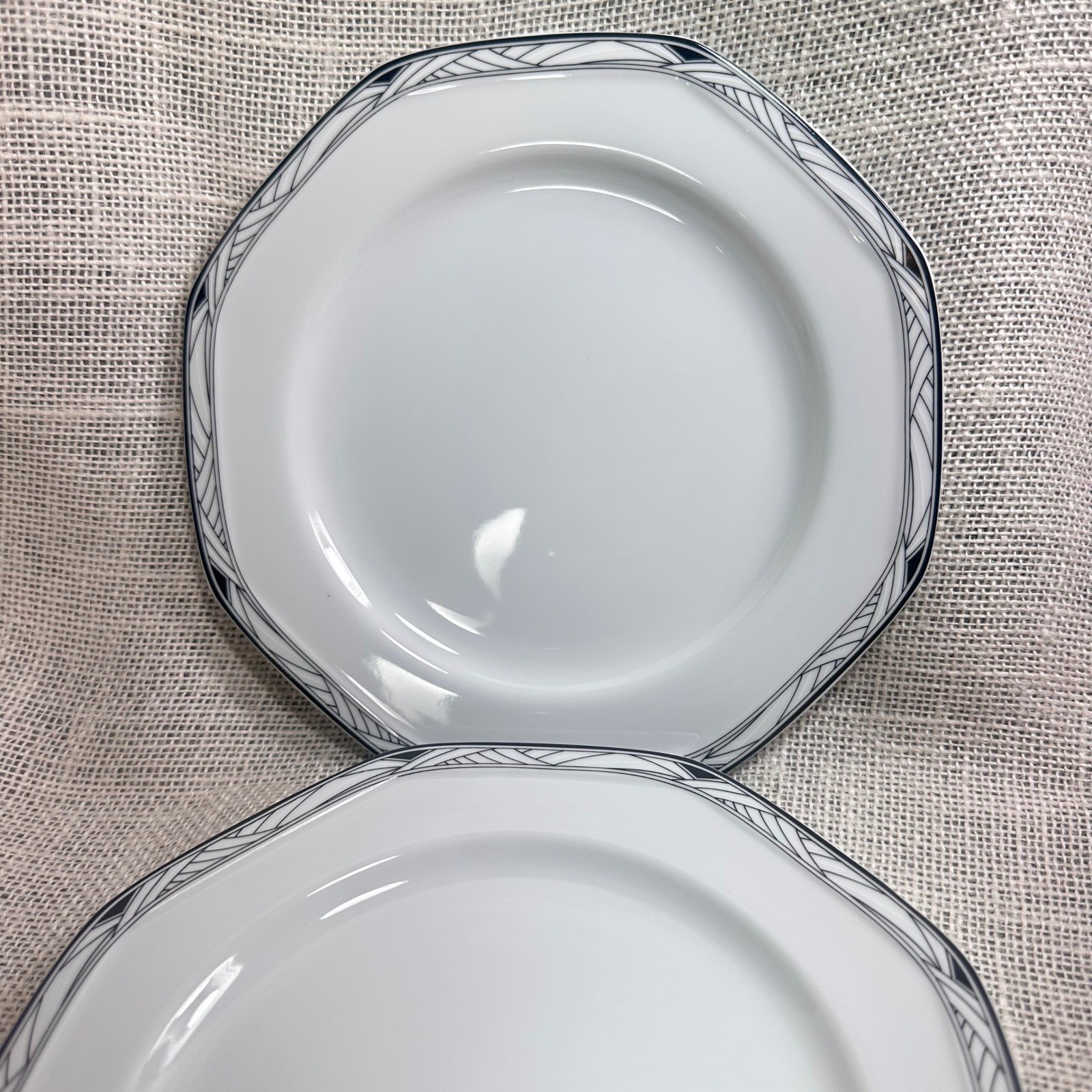 Studio Nova Synthesis Y0031 Octagonal Salad Plates Set of 2 Black Grey White 8in gallery