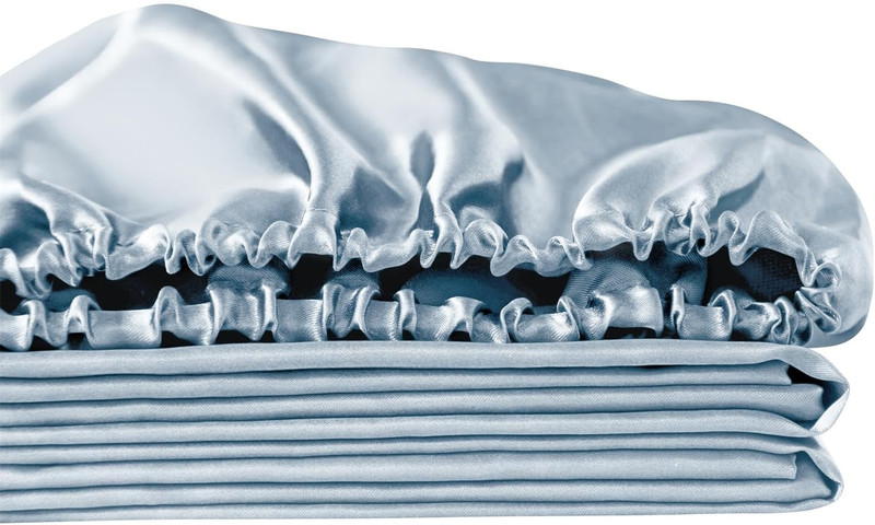 Ersmak Silk Satin Fitted Sheet, Soft Deep Pocket Bottom Luxury Queen Fitted Shee gallery