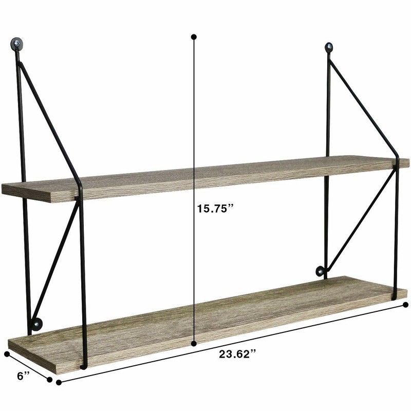 Sorbus Floating Shelves, Rustic Hanging Wall Shelf Décor - 24 Inches - 2 Tier gallery